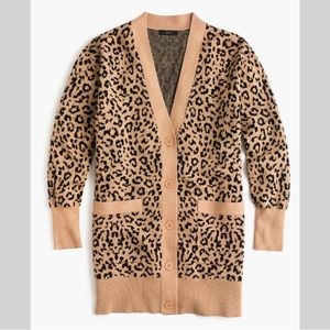 J Crew V-neck cardigan sweater in leopard jacquard 🐆